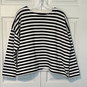 COS “Collection of Style” Oversized Boxy Navy and White Striped Long Sleeve Top